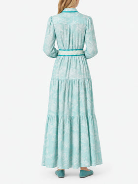 Marbella linen long dress with jungle print