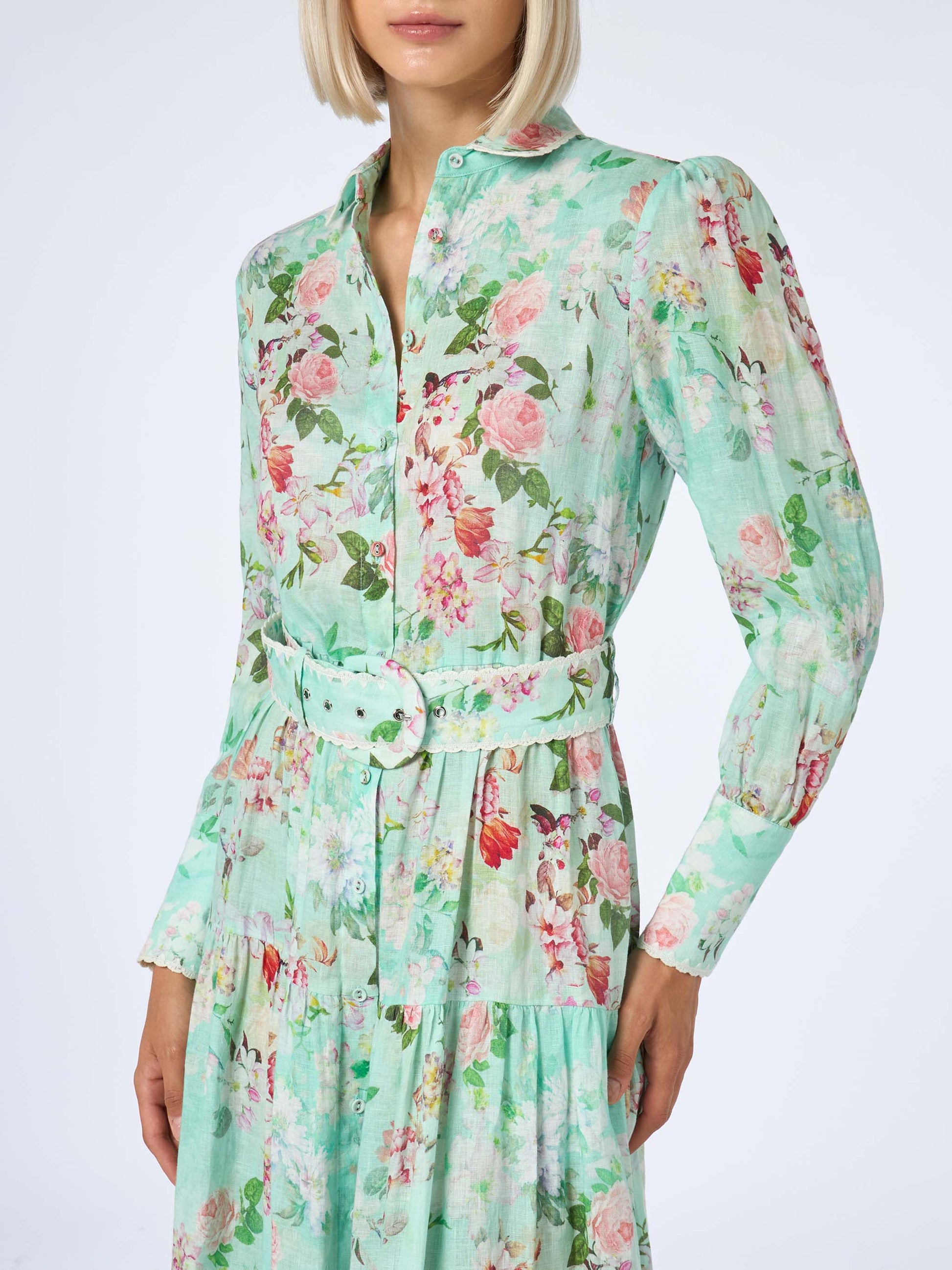 Woman linen dress Marbella with flower print - MC2 Saint Barth