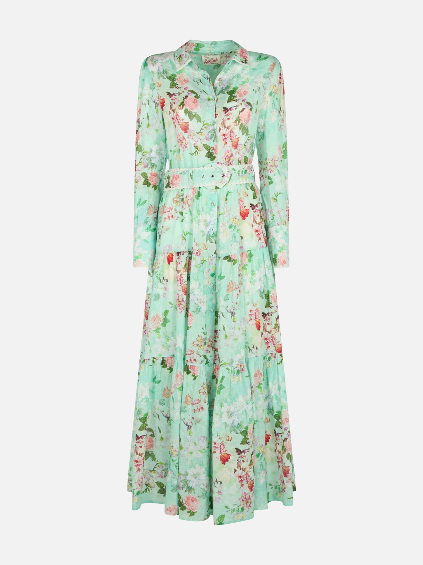 Woman linen dress Marbella with flower print - MC2 Saint Barth