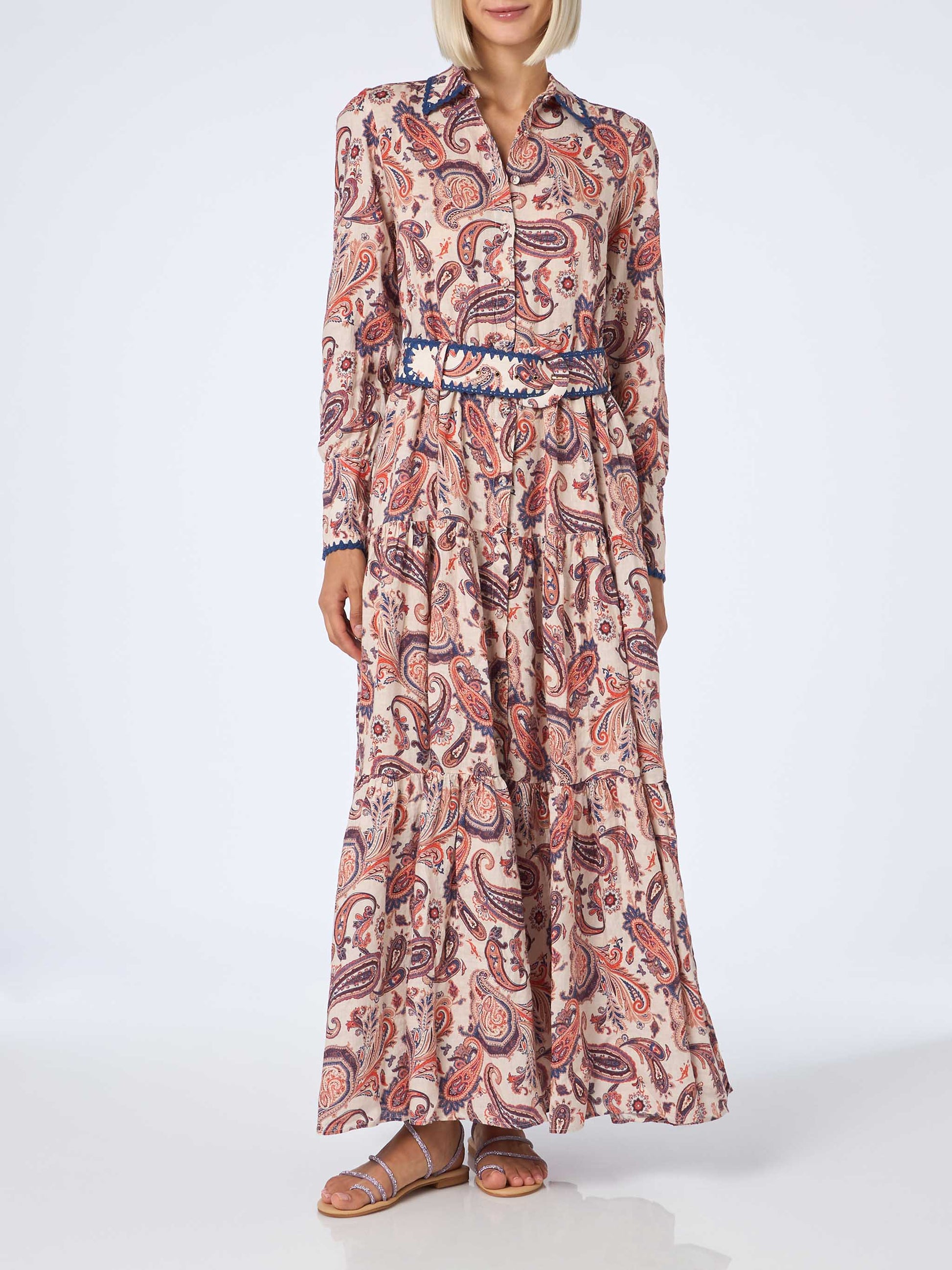 Woman linen dress Marbella with paisley print - MC2 Saint Barth