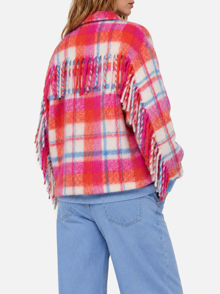 Surchemise-veste Marceline en tartan avec franges 