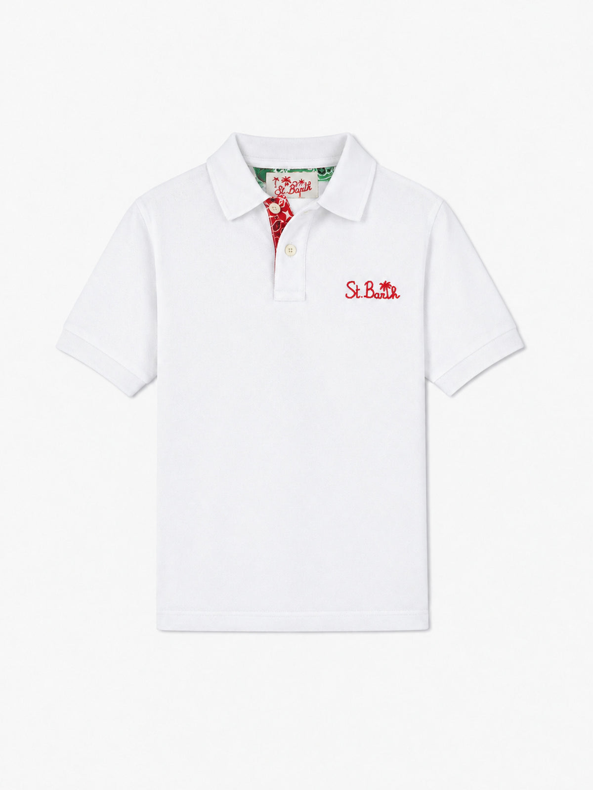 Polo de piqué de algodón blanco para niño con bordado 