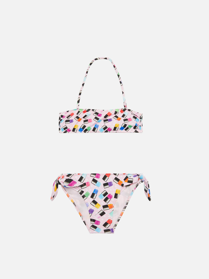 Mädchen-Bikini mit Make-up-Aufdruck