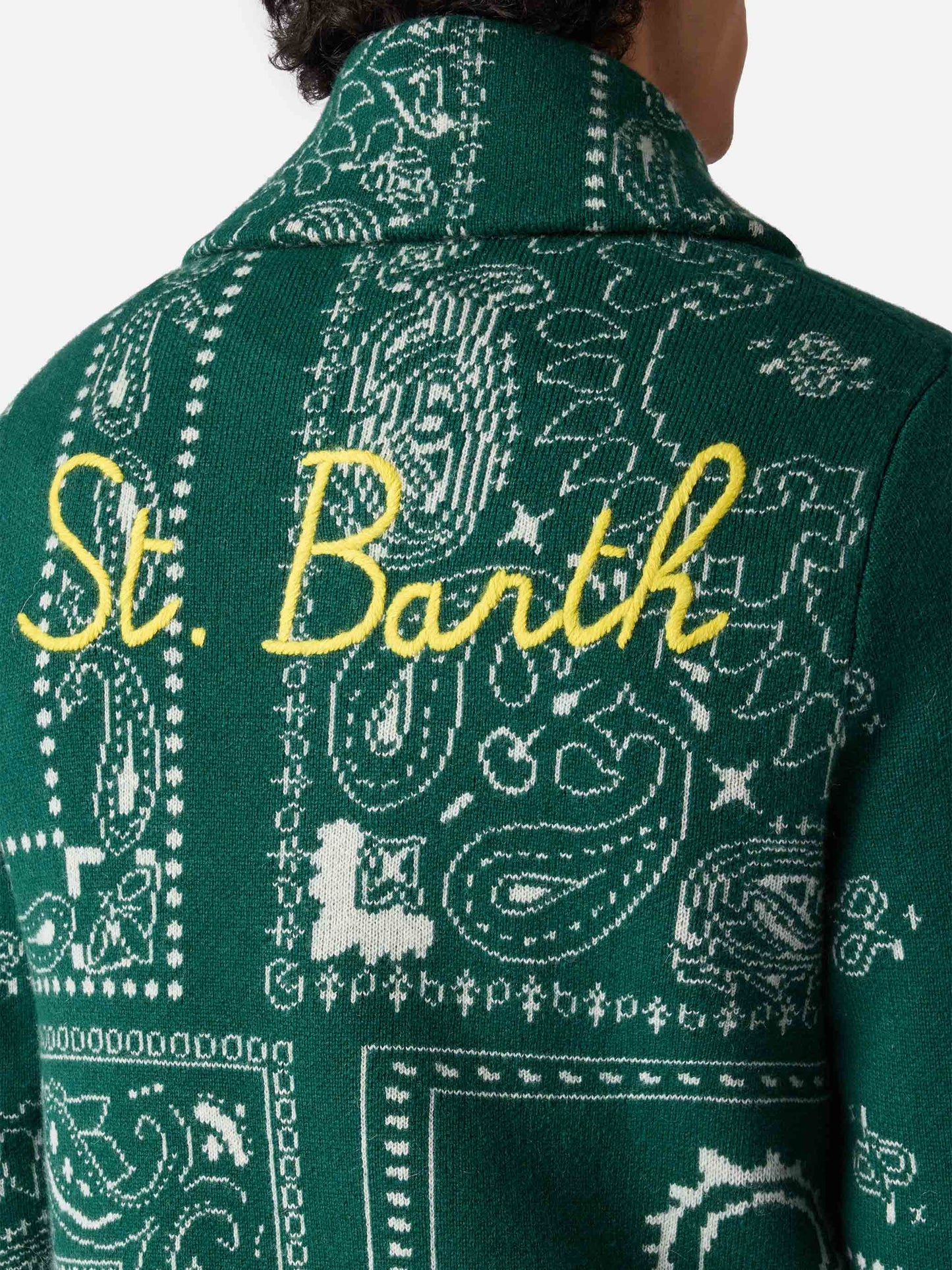 Knit jacket Max with bandana jacquard and embroidery