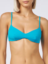 Woman turquoise scoop bralette beach top May