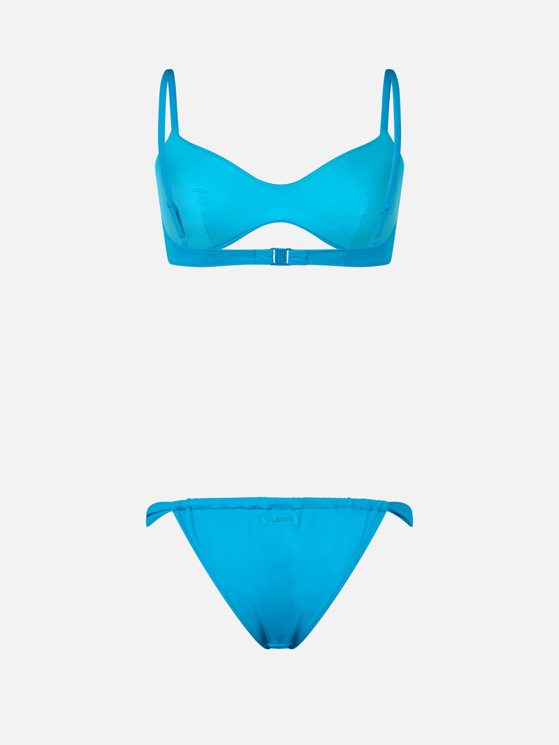 Bikini a bralette turchese scoop da donna May Noelle