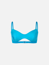 Woman turquoise scoop bralette beach top May