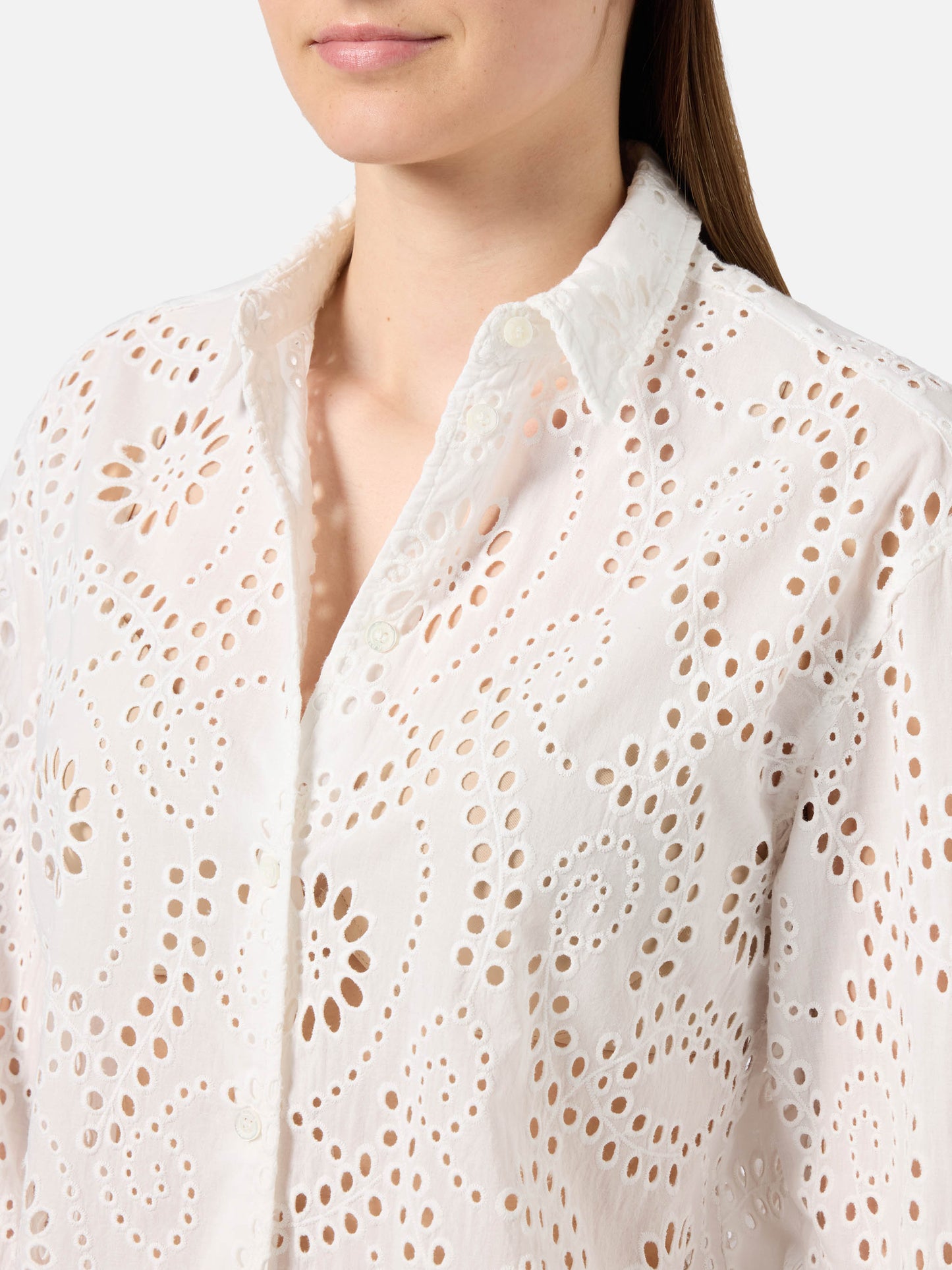 Meredith broderie anglaise cotton shirt in white