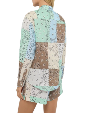 Camicia classica in lino Meredith con stampa patch bandana