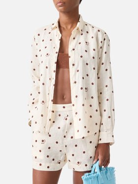 Leinenhemd Meredith mit Polka Dots und Saint Barth-Stickerei 