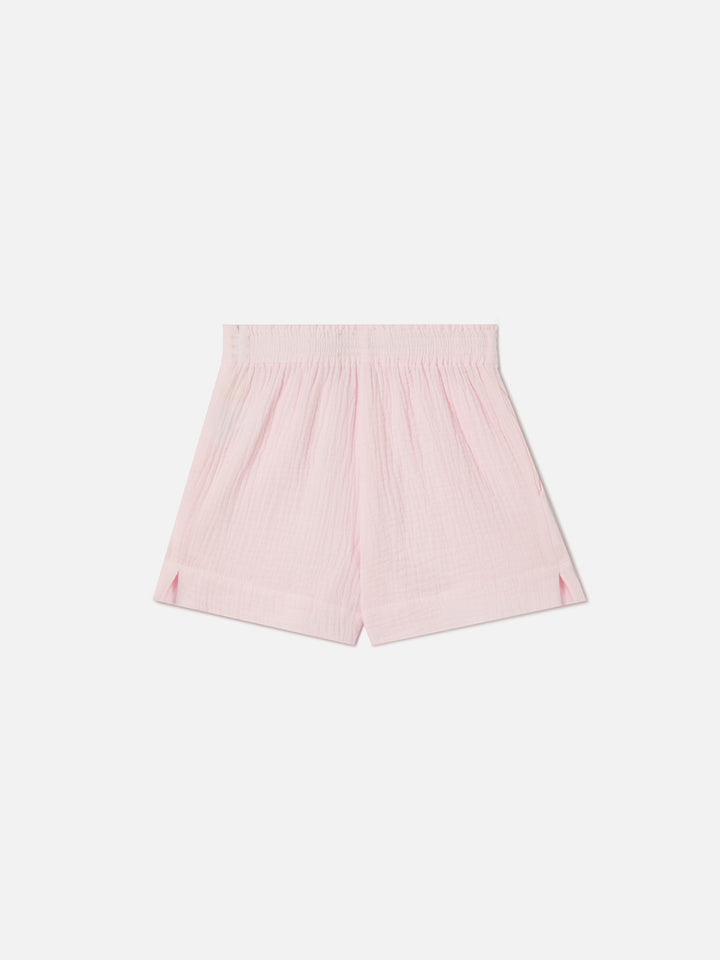 Short Meave Jr in mussola di cotone rosa