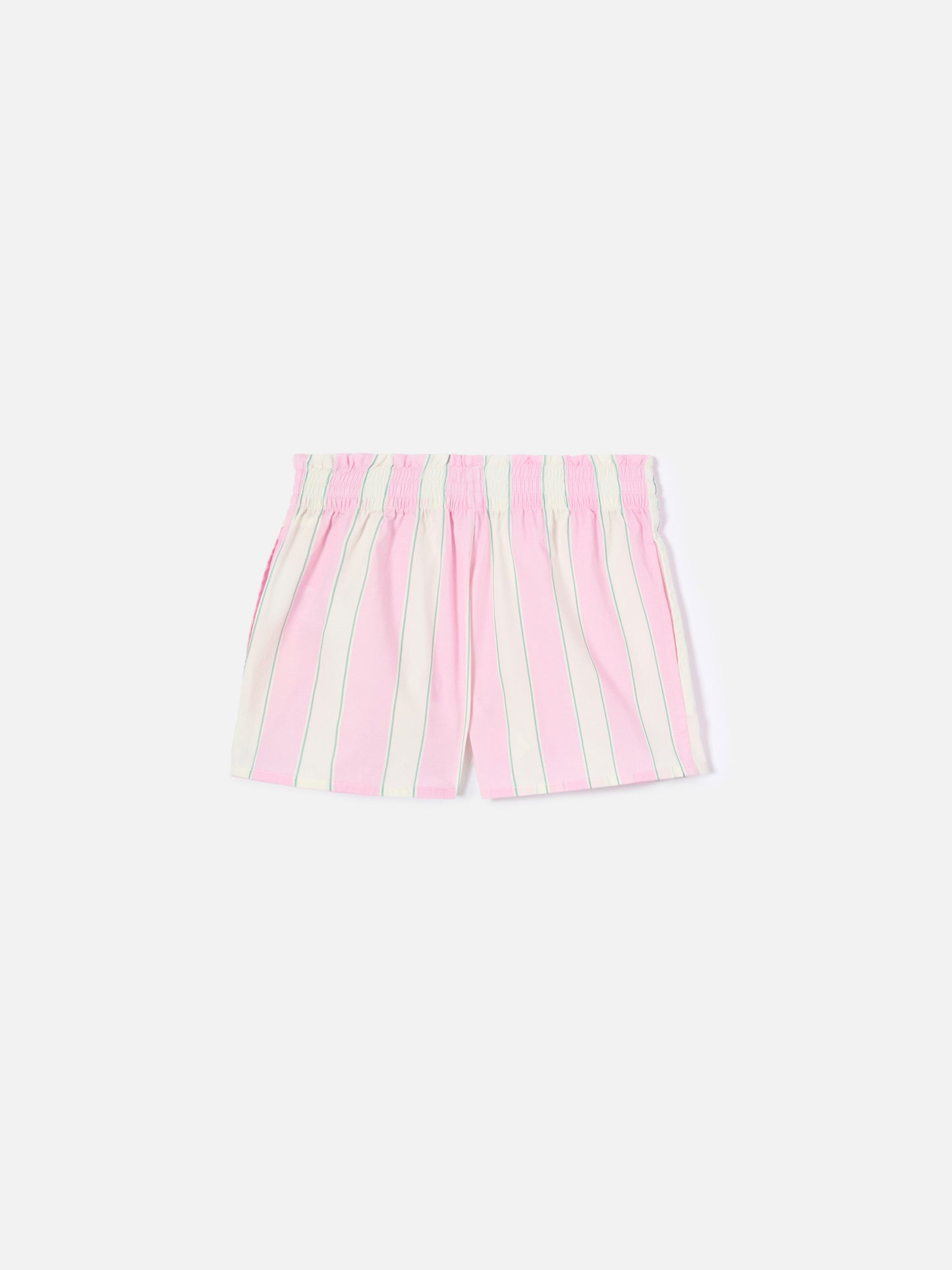 Meave Jr cotton poplin shorts with white, pink and green stripes