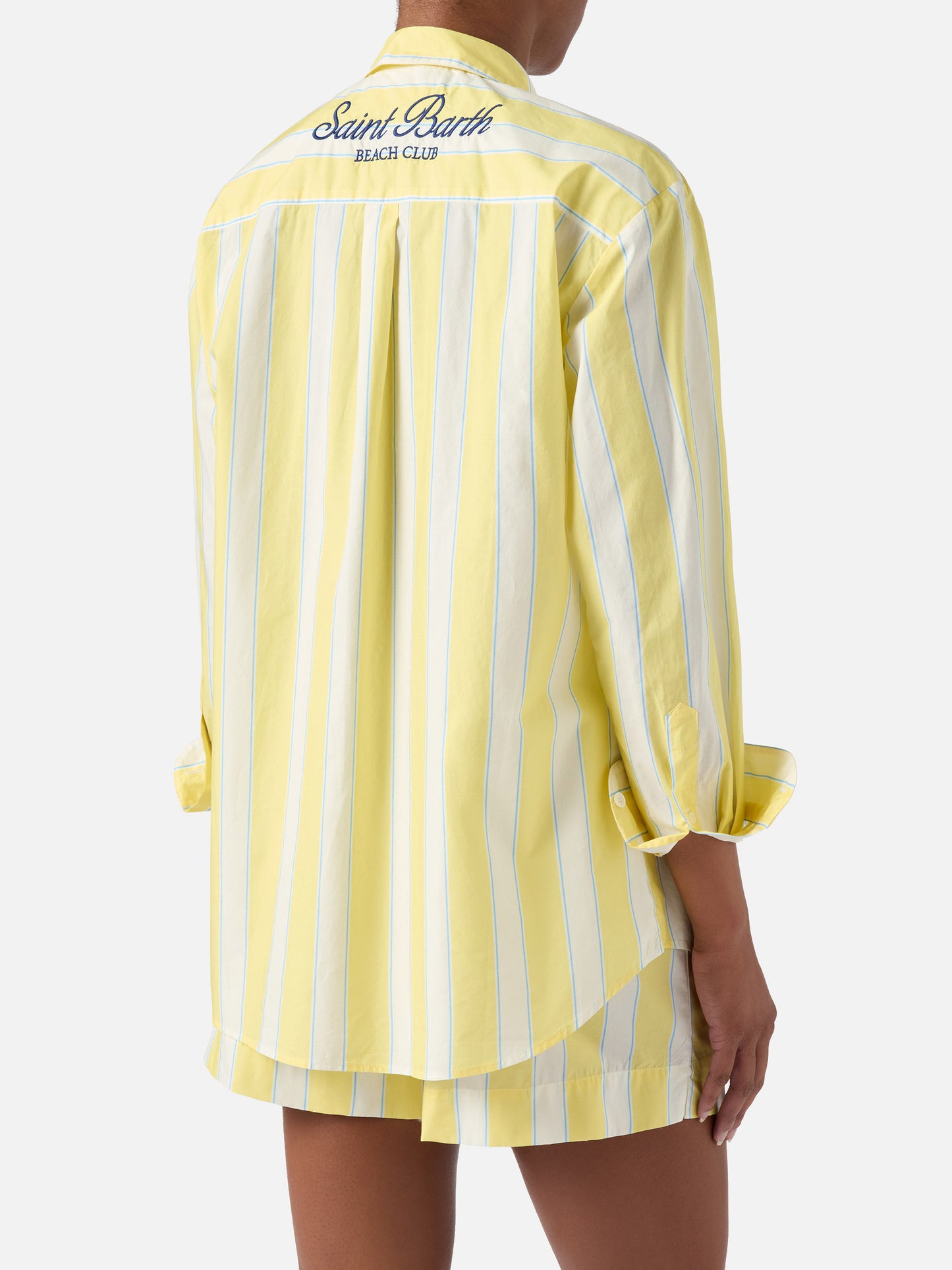 Yellow striped Meave cotton shorts