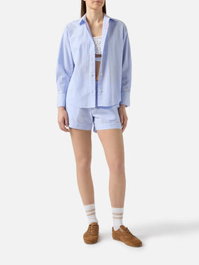 Light blue striped Meave seersucker shorts