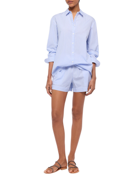 Meave cotton poplin pull up shorts with striped print