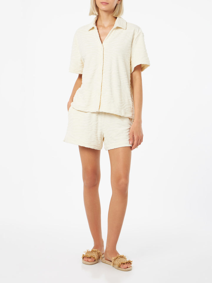 Pantaloncini da donna pull up in spugna di cotone Meave