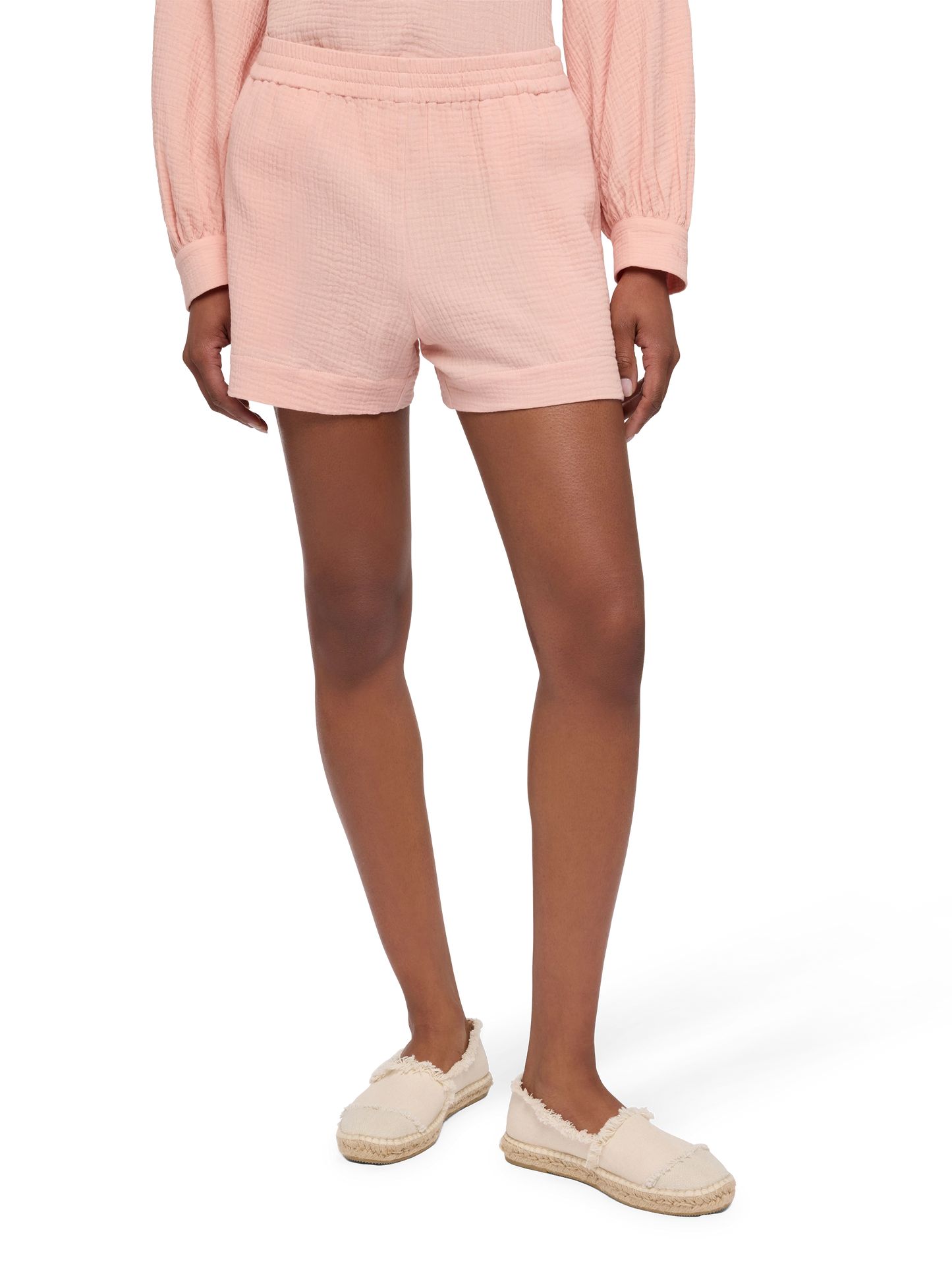 Meave shorts pull up in mussola di cotone Sangallo