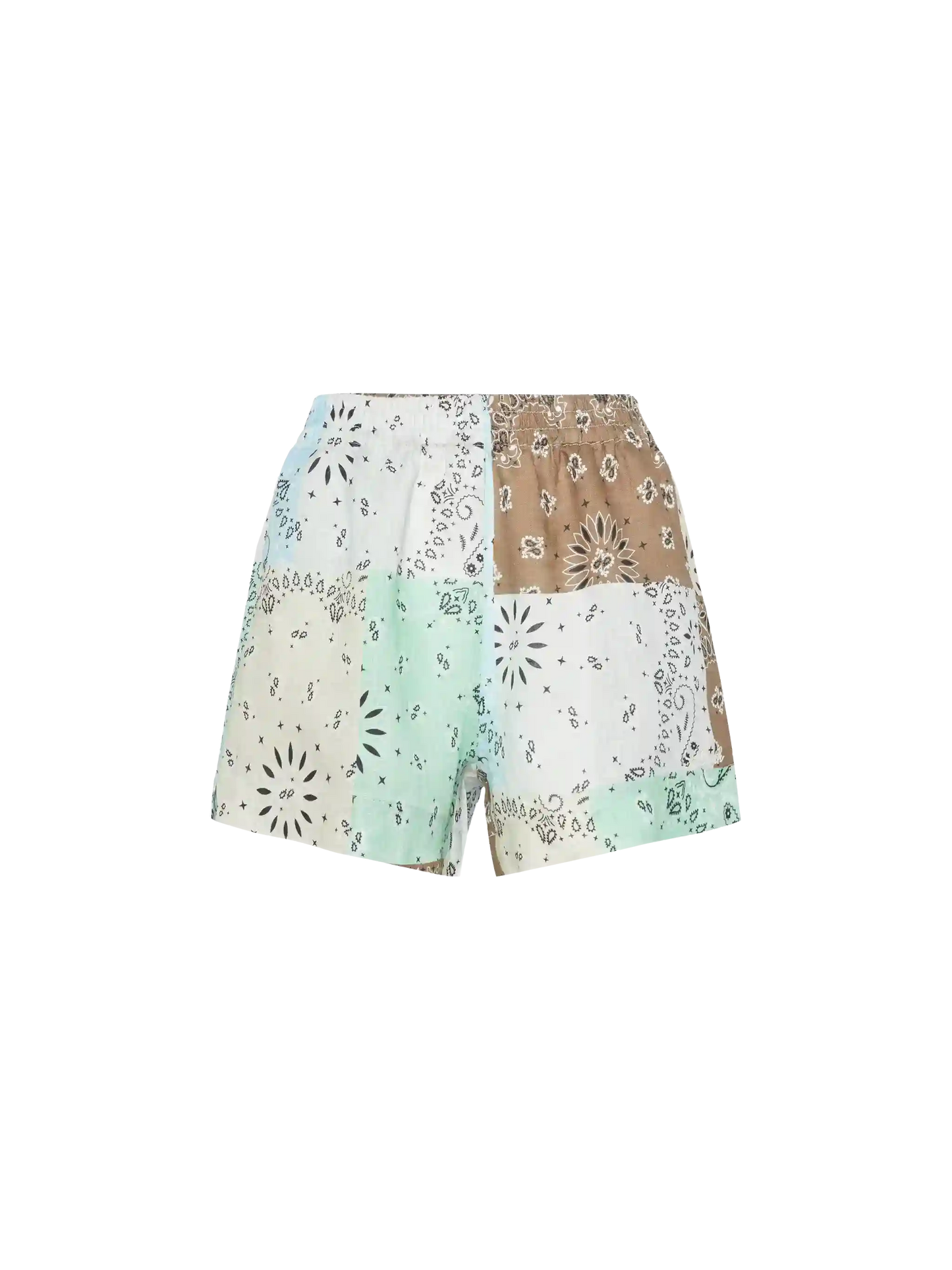 Meave – Pull-Up-Shorts aus Leinen mit Bandanna-Patch-Print