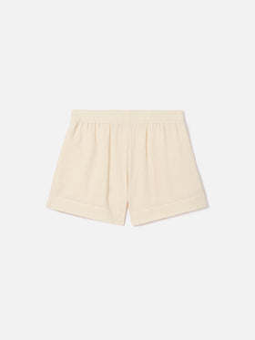 Short Meave en mousseline de coton crème 