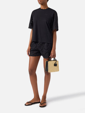 Shorts Meave in sangallo nero