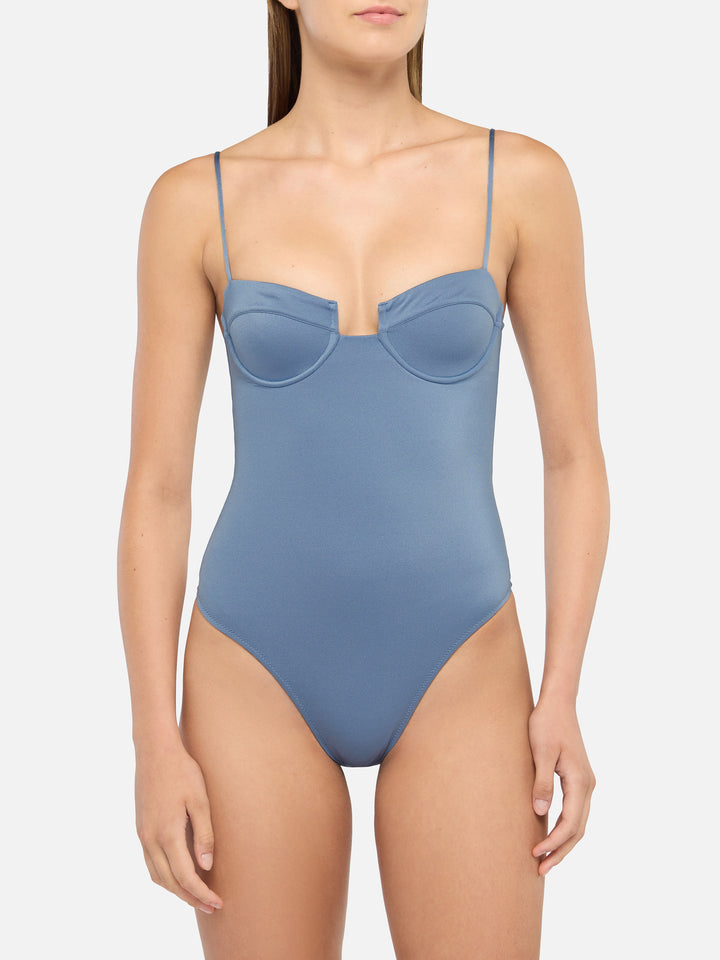 Costume intero Medea shimmer avio con ferretto