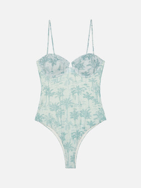 Medea lurex underwired one-piece swimsuit with toile de jouy print