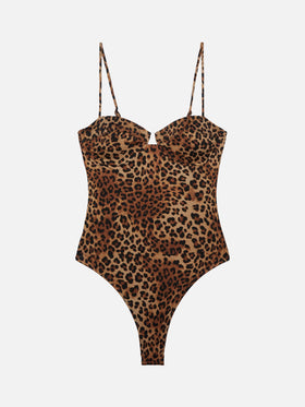 Costume intero Medea con ferretto e stampa animalier