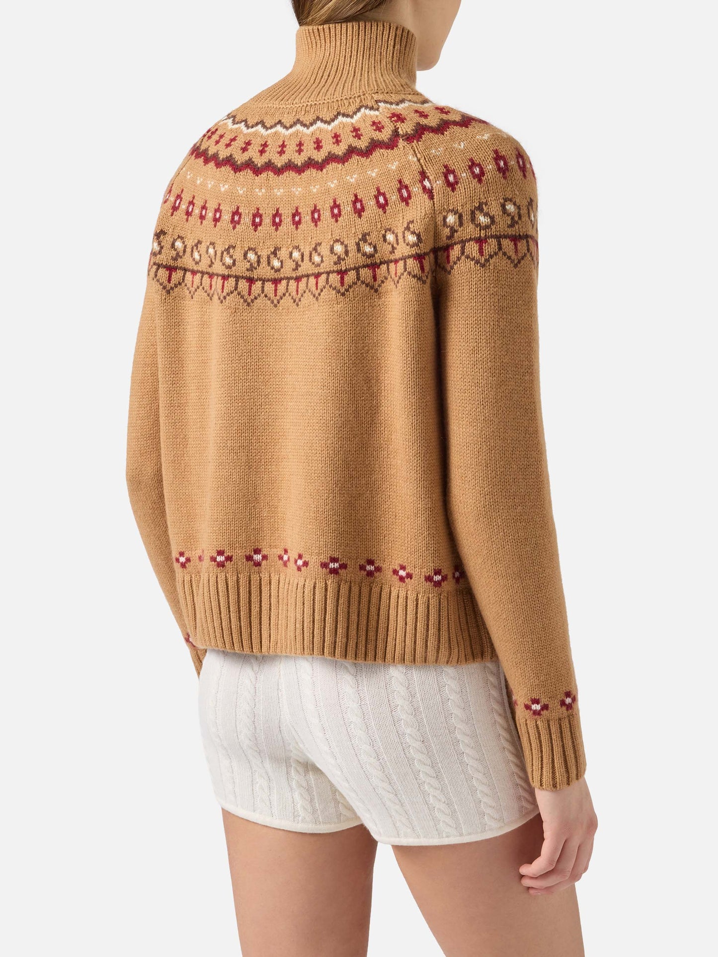 Woman cashmere blend sweater Meghan with nordic jacquard