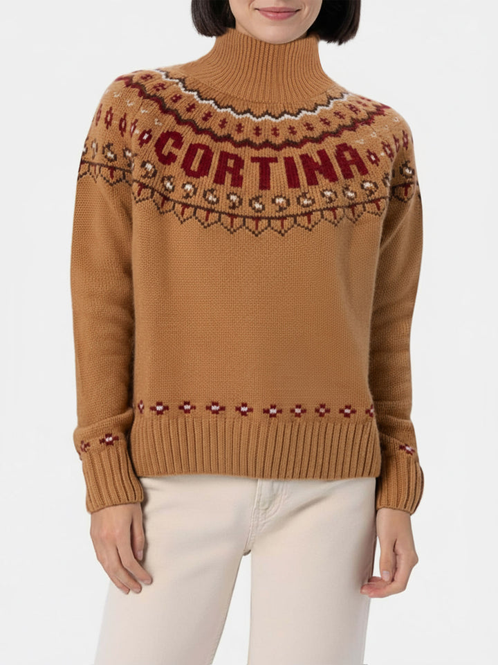 Woman cashmere blend sweater Meghan with nordic jacquard