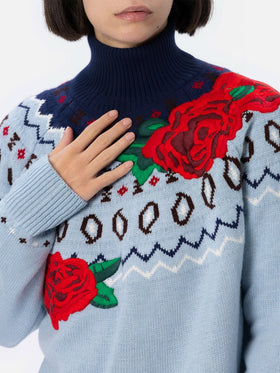 Woman cashmere blend sweater Meghan with nordic jacquard