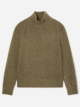 Military green Meghan Donegal turtleneck wool blend knit