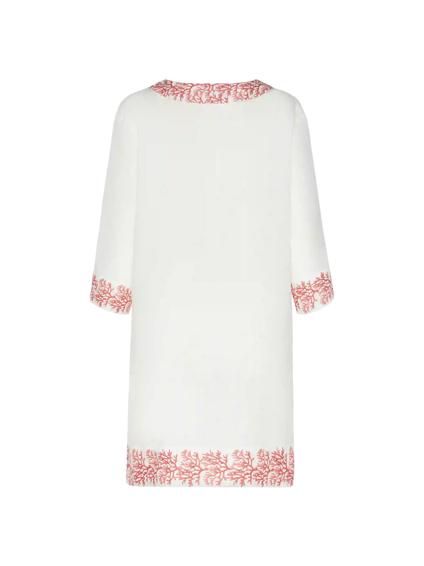 Macha linen tunic dress with coral print