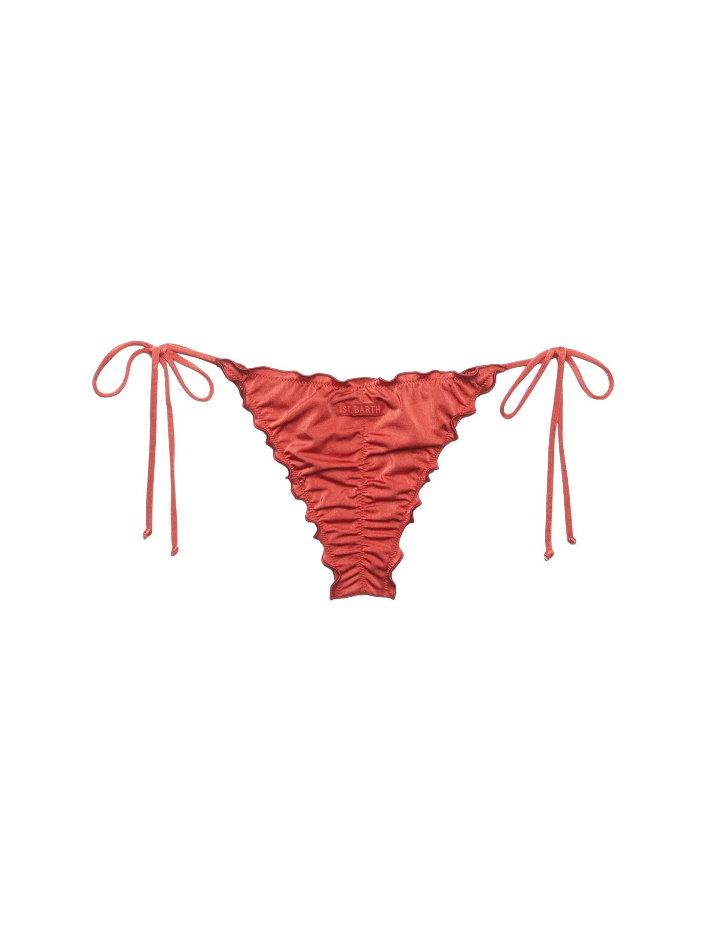 Slip mare Miami shimmer rosso mattone e taglio sgambato