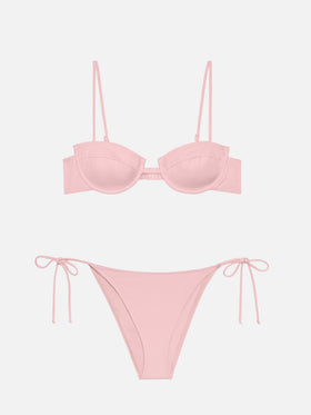 Virgo pink classic swim briefs                                                          - Salina pink underwired bralette