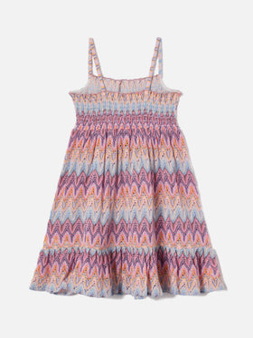 Miki raschel knit sundress with pastel flame pattern