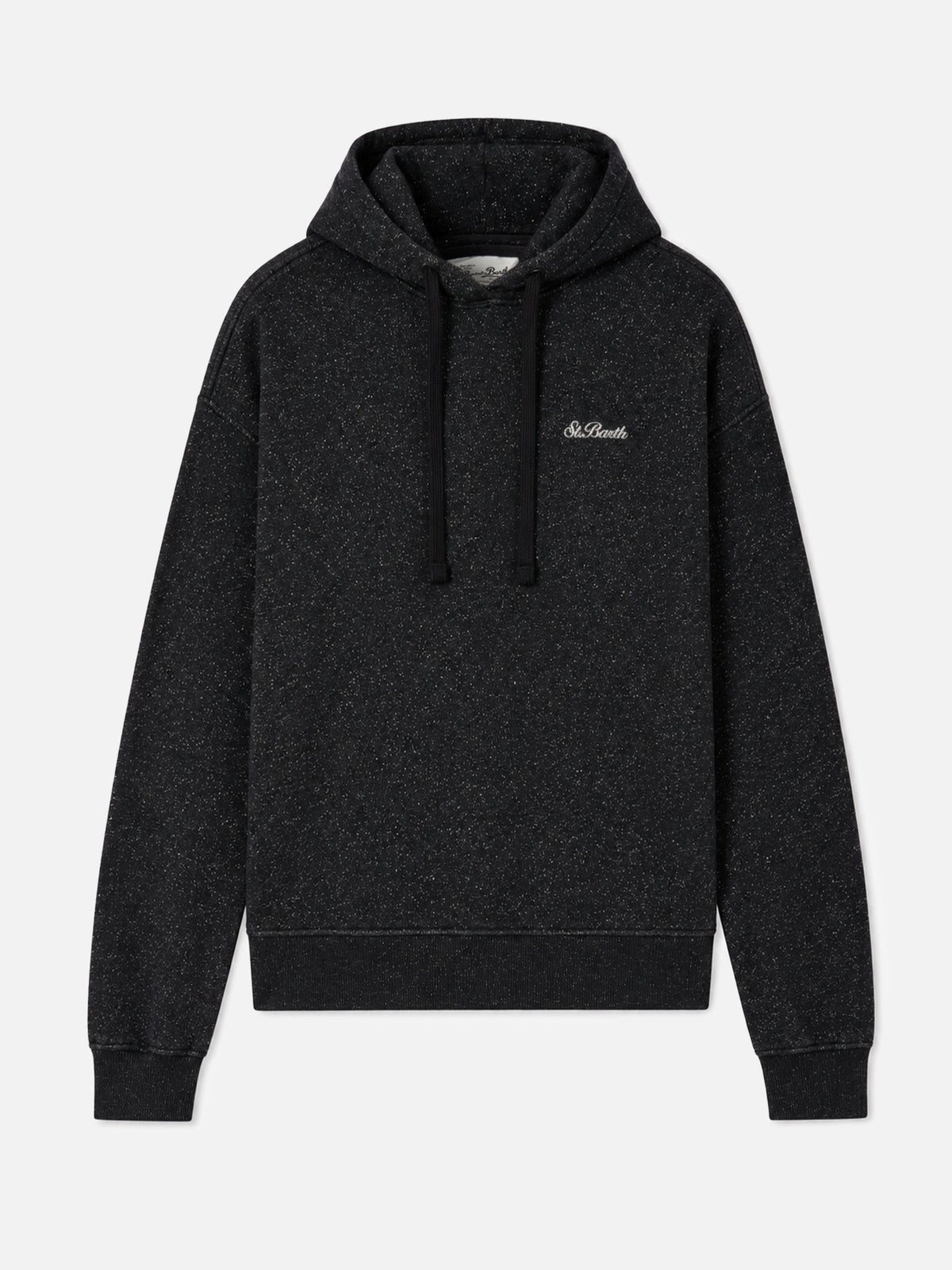 Sweat à capuche Mindy en mélange de coton-lurex noir 