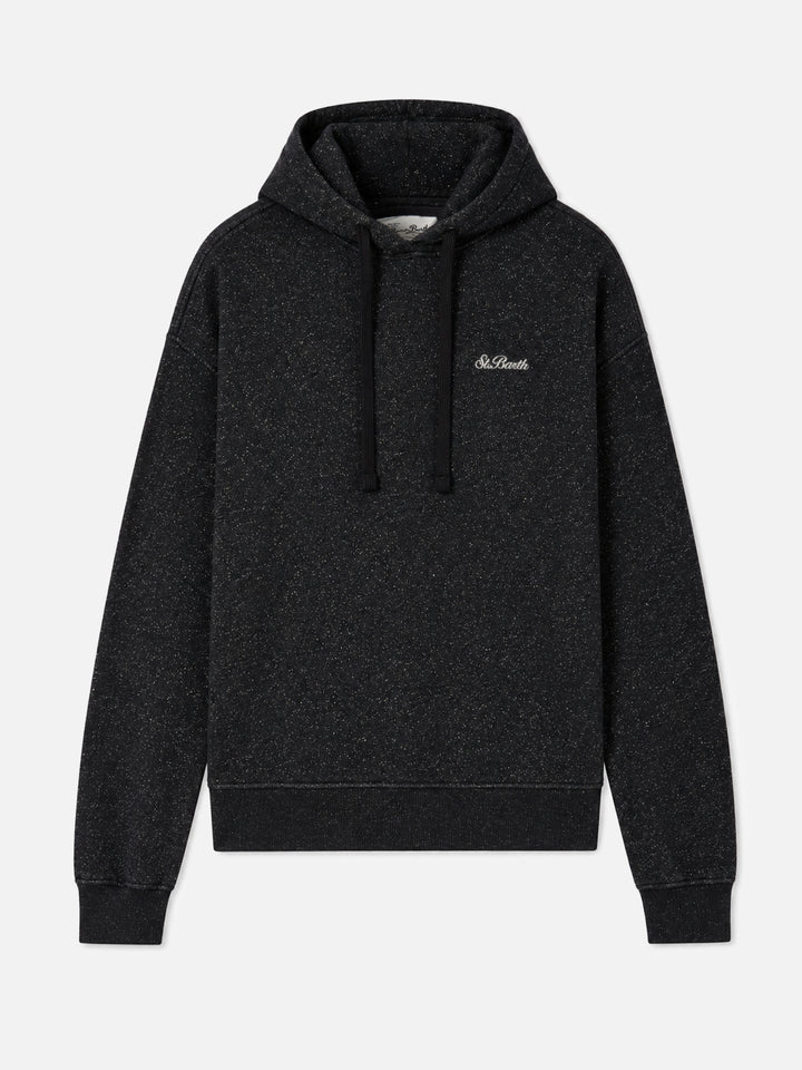 Mindy hoodie in black cotton–lurex blend