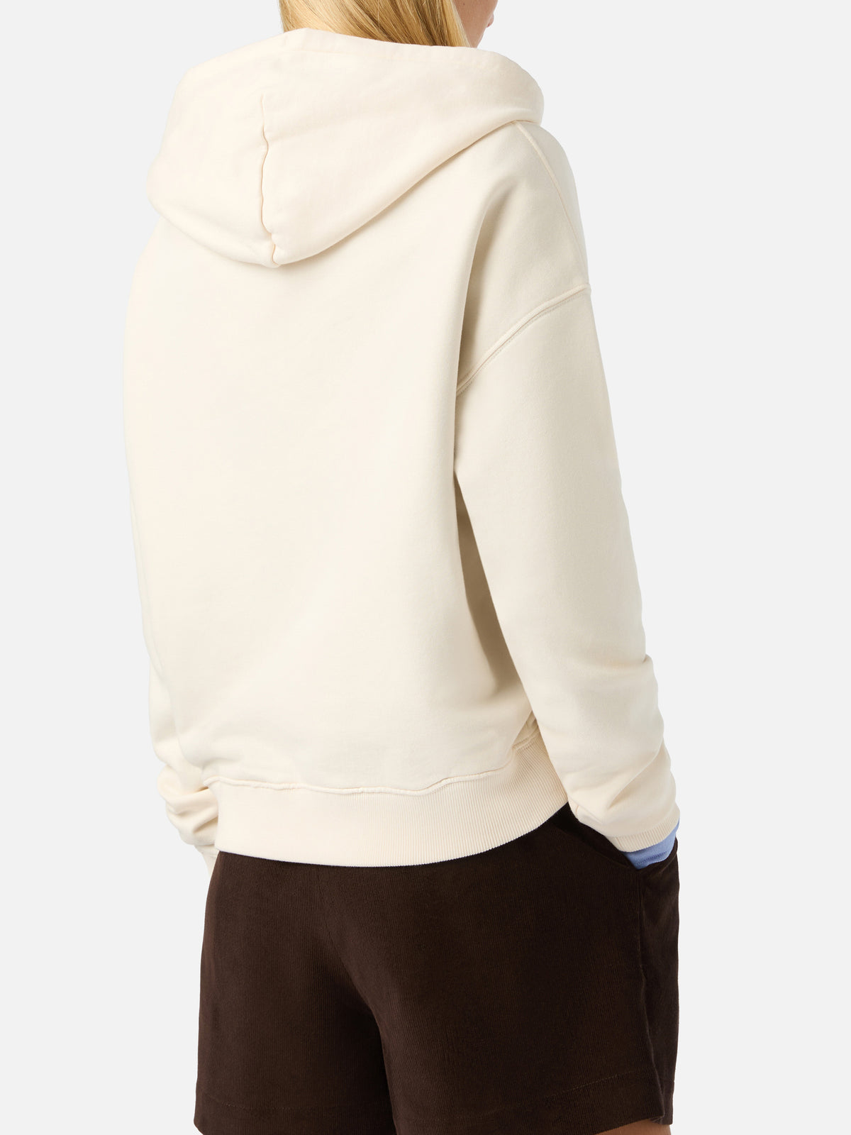 Sudadera con capucha Mindy Off white con inserto de logo tartán 