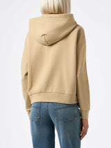 Woman beige fleeced cotton hooded sweatshirt Mindy