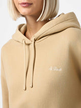 Woman beige fleeced cotton hooded sweatshirt Mindy