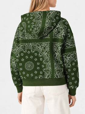 Green Mindy hooded sweatshirt with bandana print