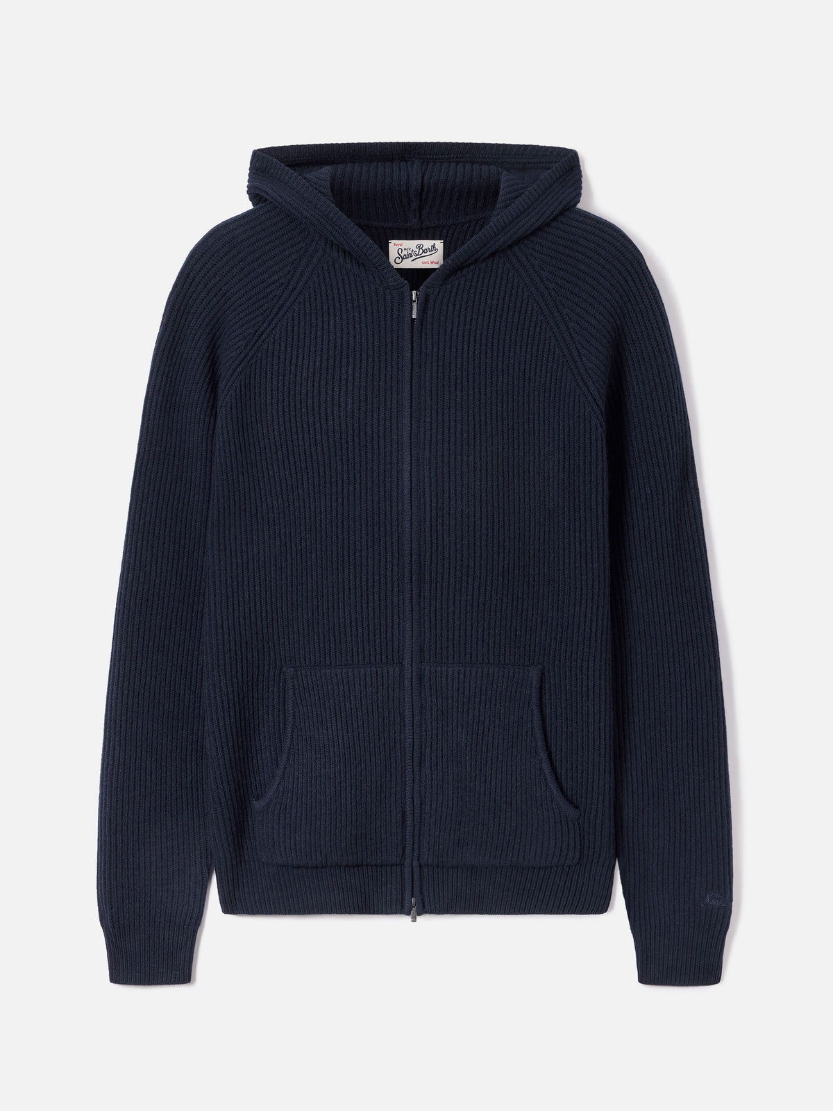 Navy blue Malcolm Wollstrick-Hoodie mit durchgehendem Reißverschluss 