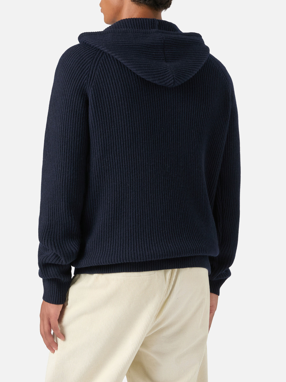 Navy blue Malcolm Wollstrick-Hoodie mit durchgehendem Reißverschluss 