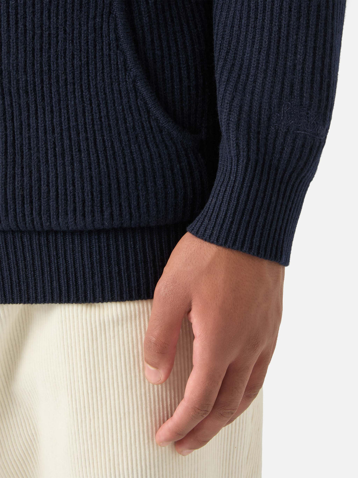 Navy blue Malcolm Wollstrick-Hoodie mit durchgehendem Reißverschluss 