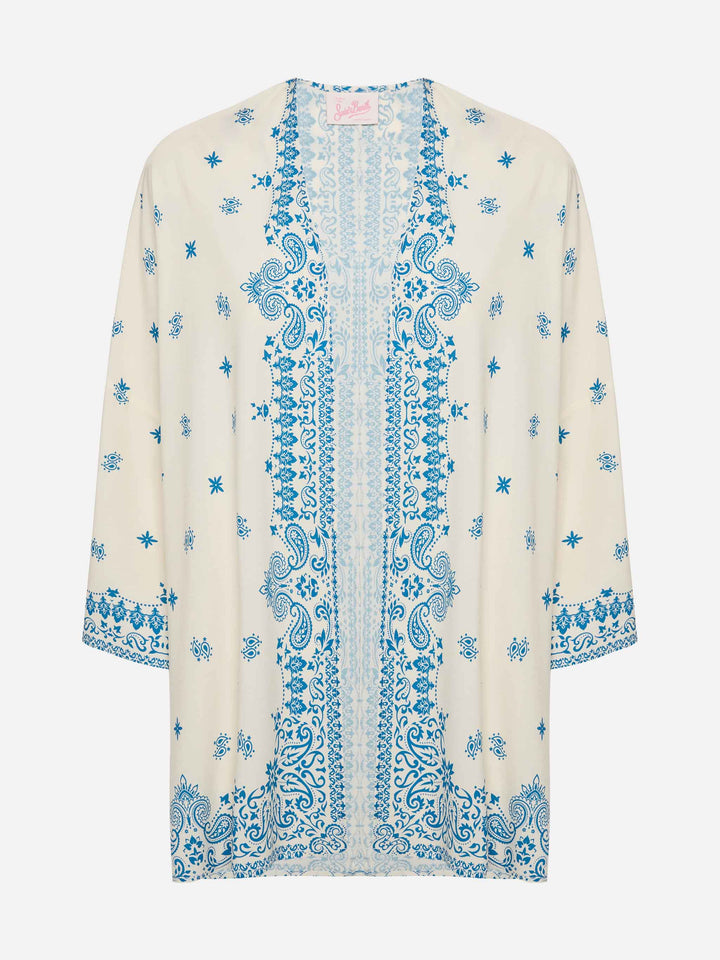 Milos kimono jacket with bandana placed print