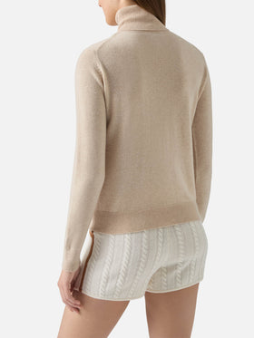Dolcevita  Moody in cashmere beige melange  con ricamo St. Barth