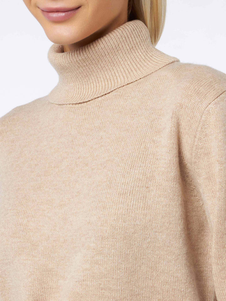 Maglione dolcevita da donna in puro cashmere beige Moody