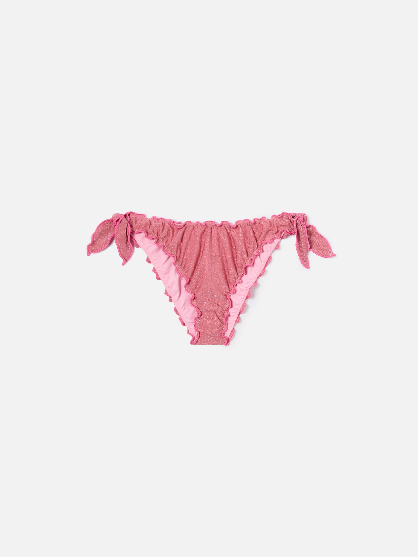 Klassische pinkfarbene Lurex-Bikinihose Moon mit seitlichen Schleifen 