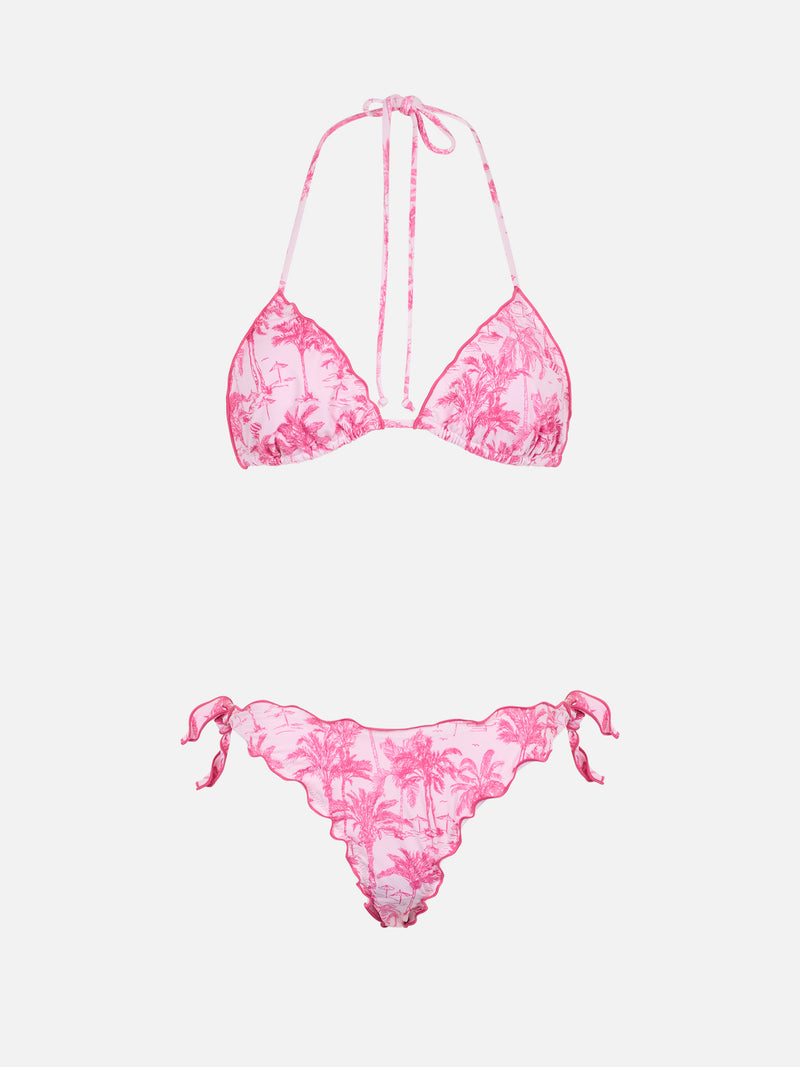 Klassischer Damen-Triangel-Bikini „Toile de Jouy“ Sagittarius Moon