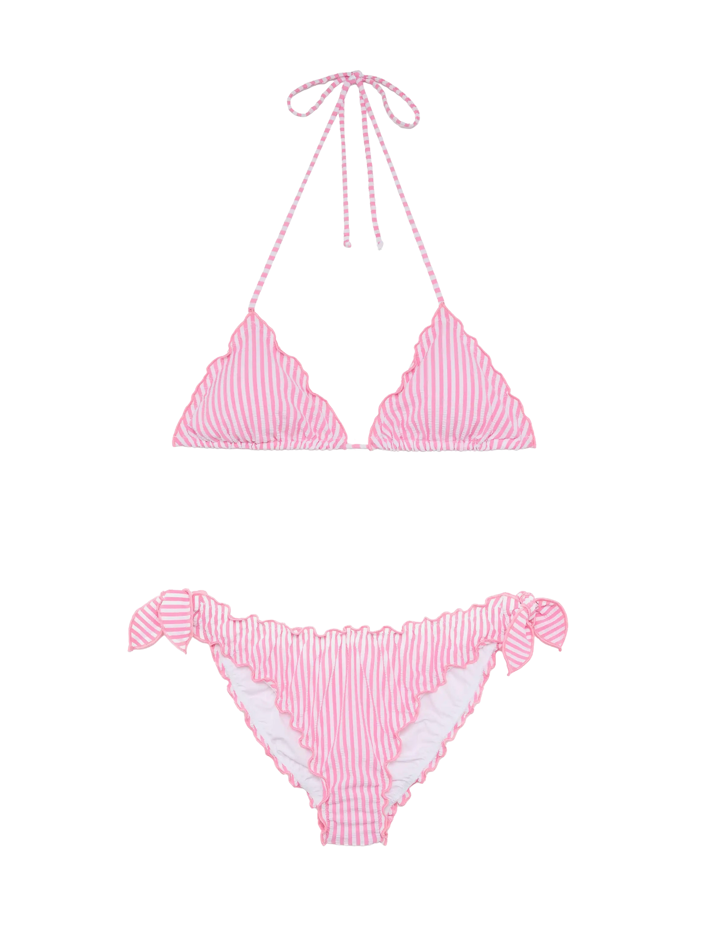 Classic seersucker triangle bikini Sagittarius Moon with striped print